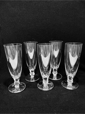Vintage Tiffin-Franciscan Set of 5 Champagne Crystal Flutes 6.5”